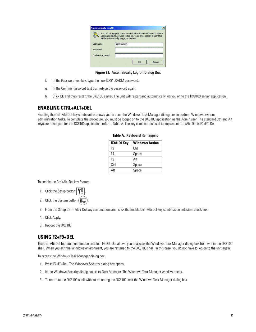 Pelco dx8100 manual Enabling CTRL+ALT+DEL, Using F2+F9+DEL 