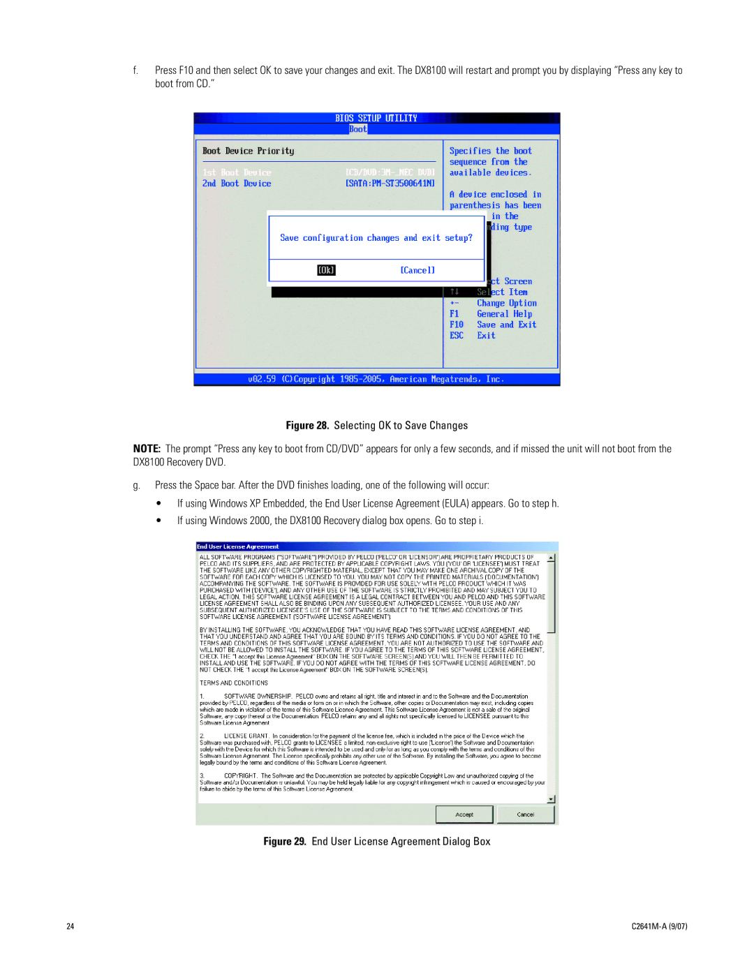 Pelco dx8100 manual End User License Agreement Dialog Box 