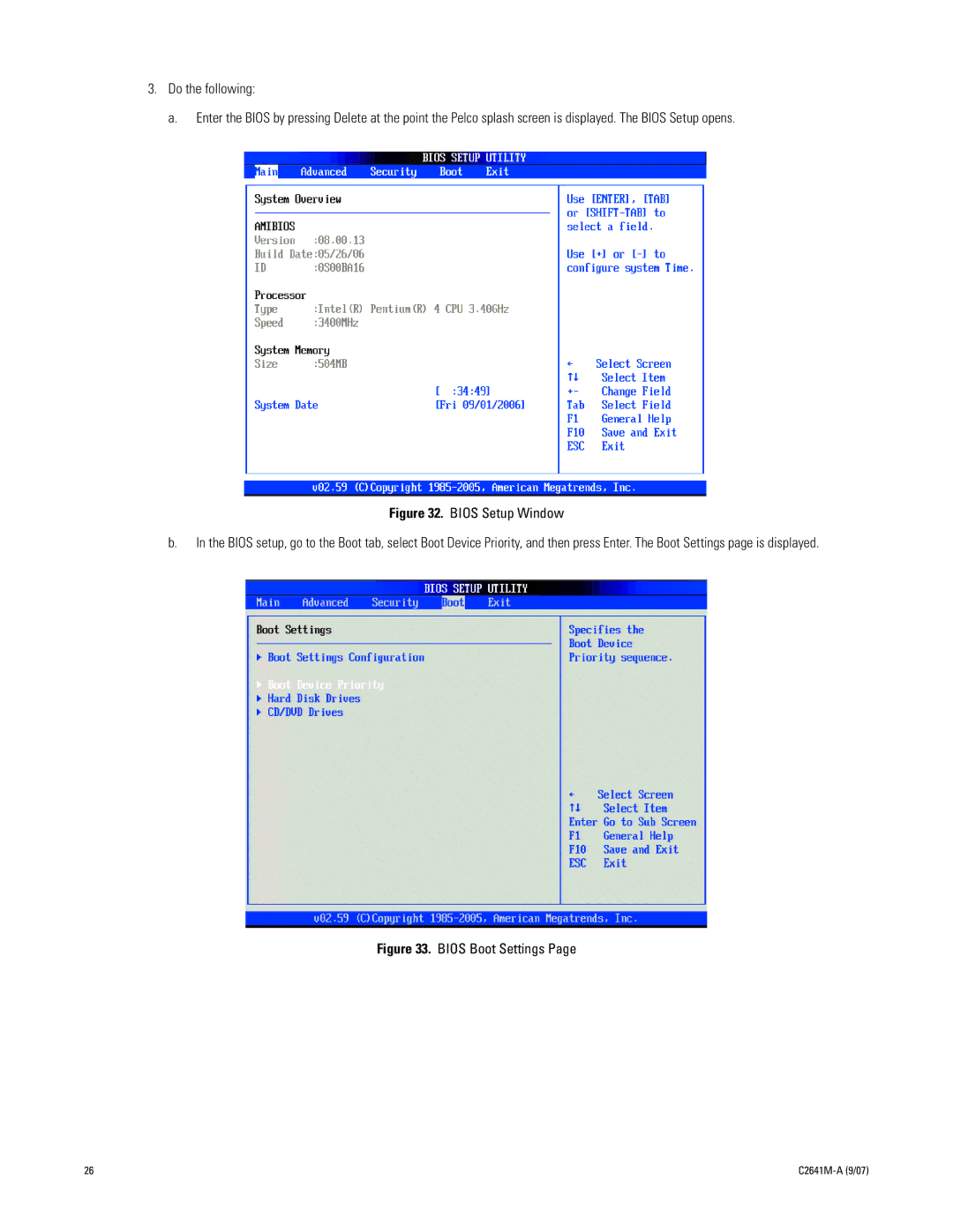 Pelco dx8100 manual Bios Setup Window 