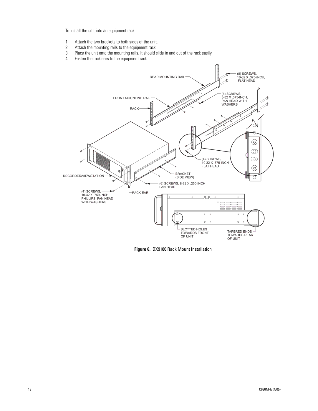 Pelco installation manual DX9100 Rack Mount Installation 