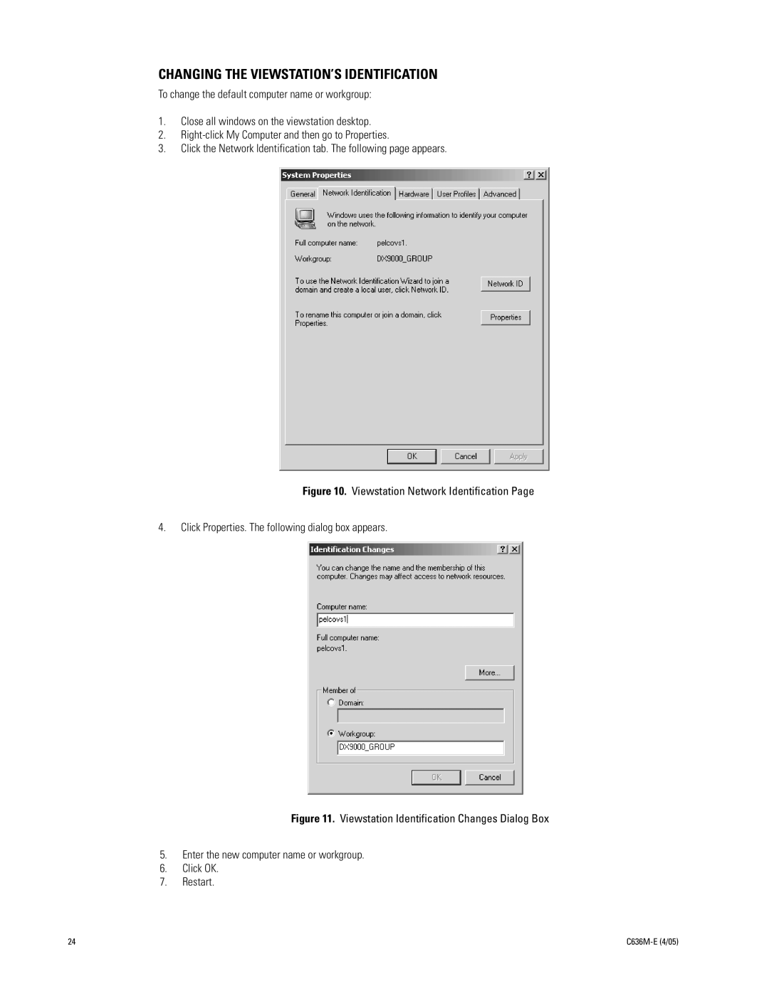 Pelco DX9100 installation manual Changing the VIEWSTATION’S Identification 