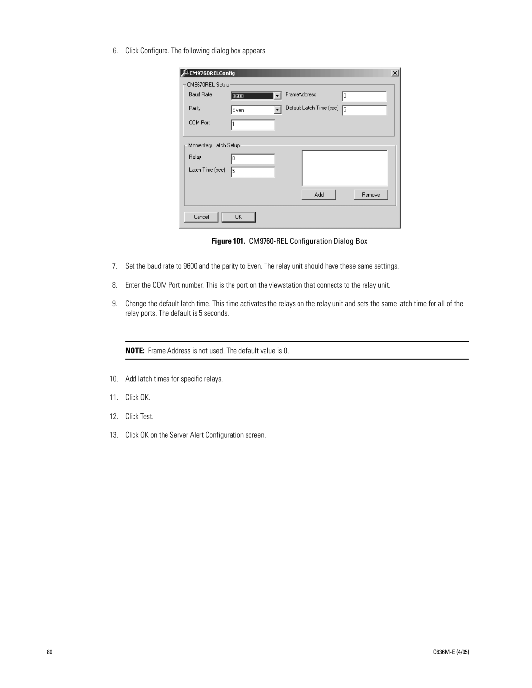 Pelco DX9100 installation manual Click Configure. The following dialog box appears 