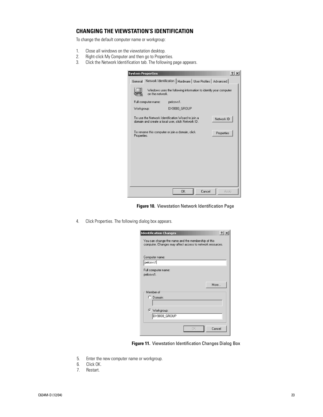 Pelco DX9100 installation manual Changing the VIEWSTATION’S Identification 