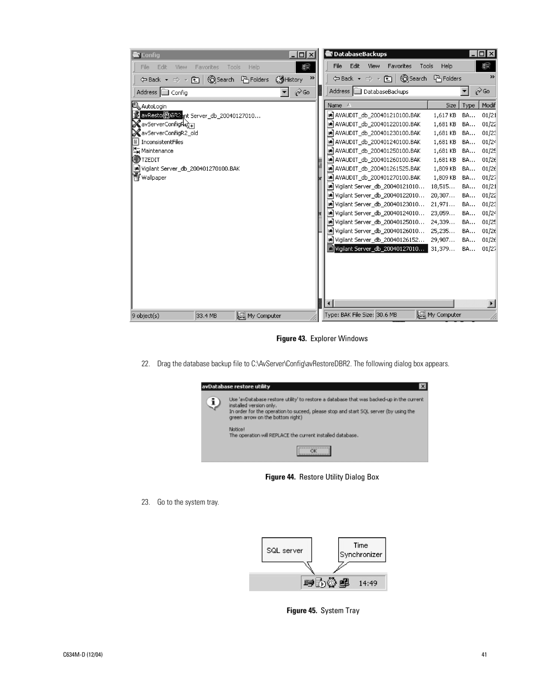 Pelco DX9100 installation manual Restore Utility Dialog Box Go to the system tray 