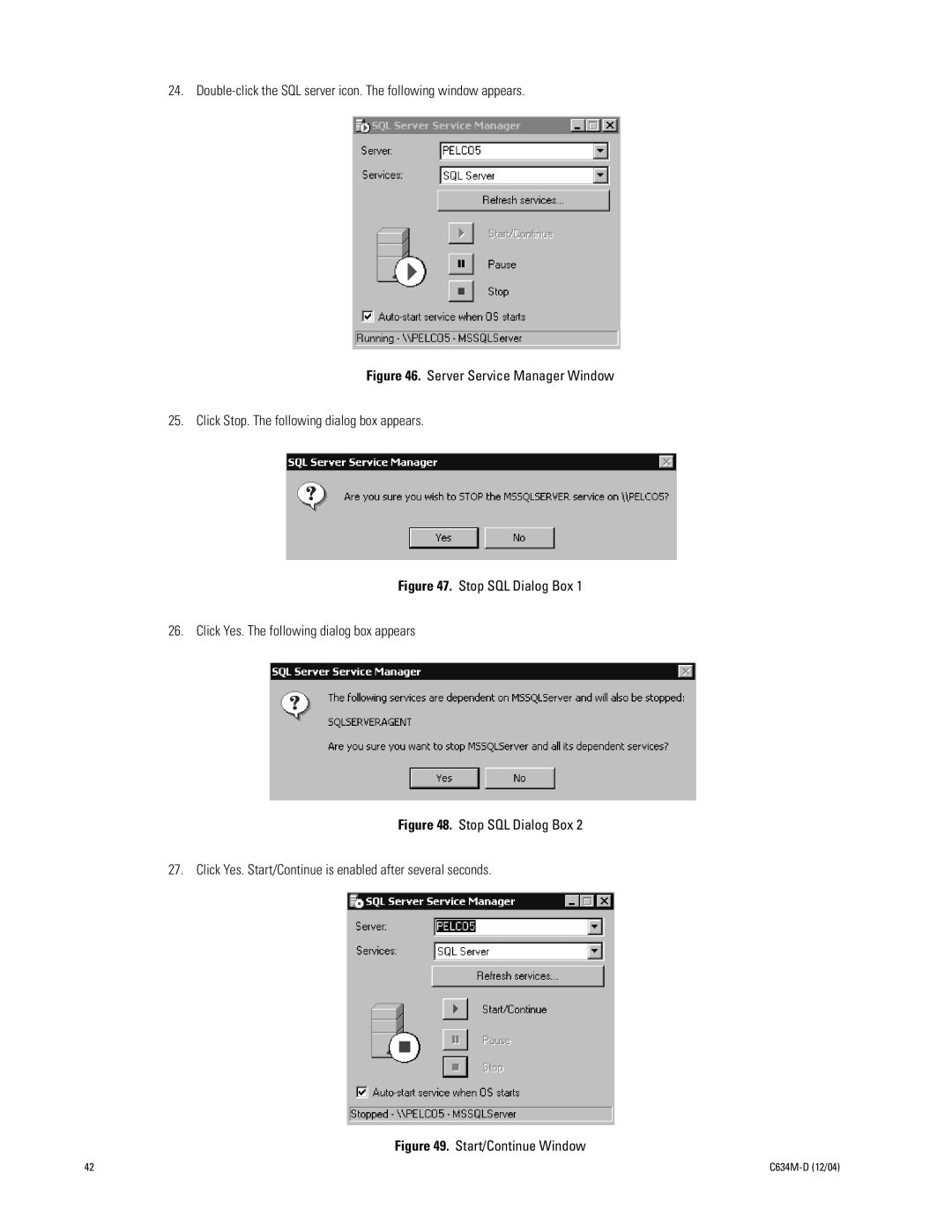 Pelco DX9100 installation manual Start/Continue Window 