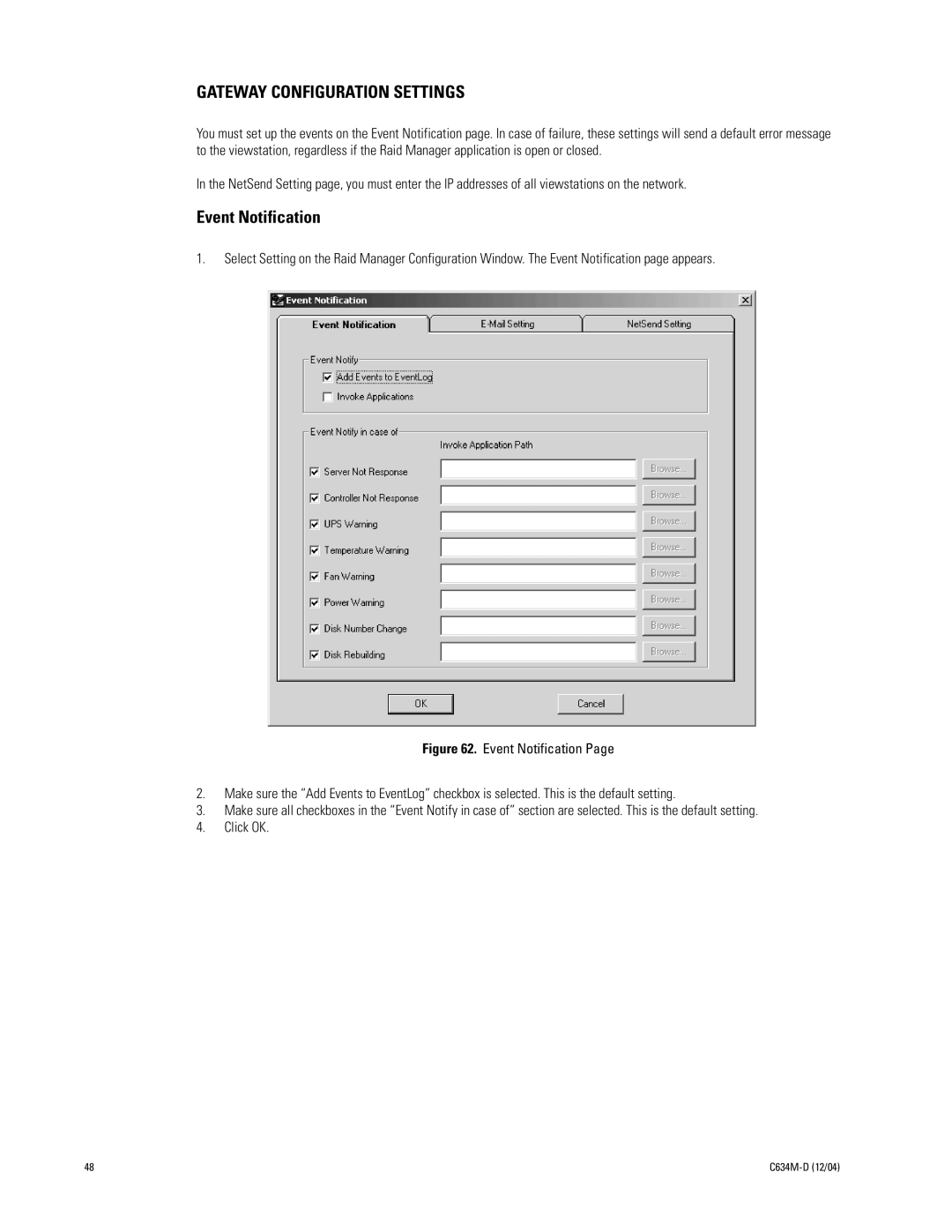 Pelco DX9100 installation manual Gateway Configuration Settings, Event Notification 