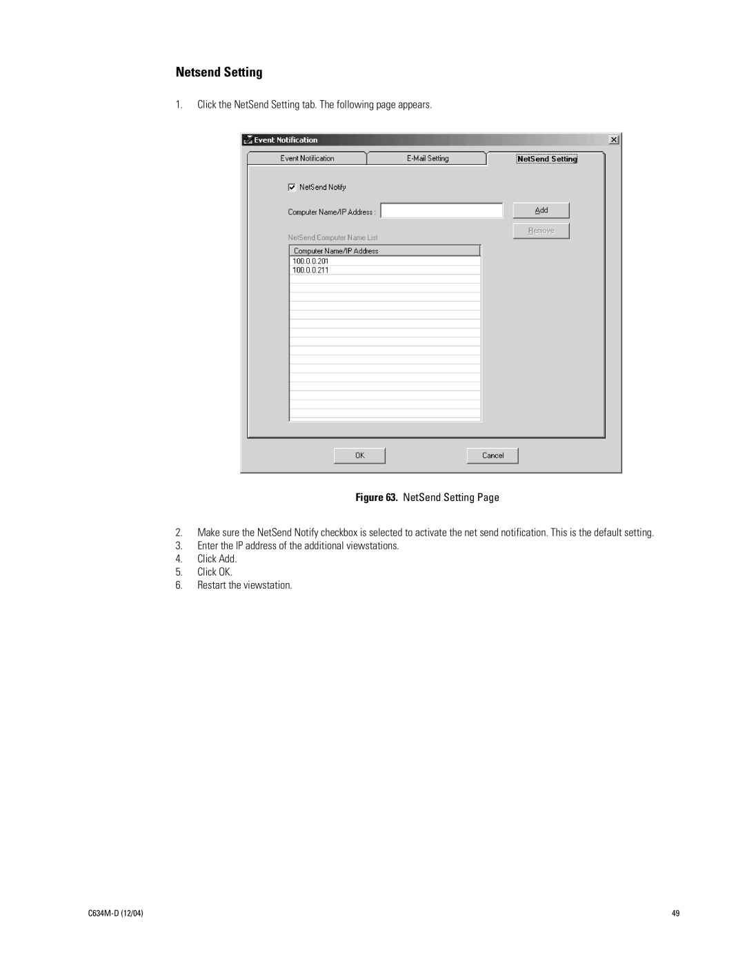 Pelco DX9100 installation manual Netsend Setting 