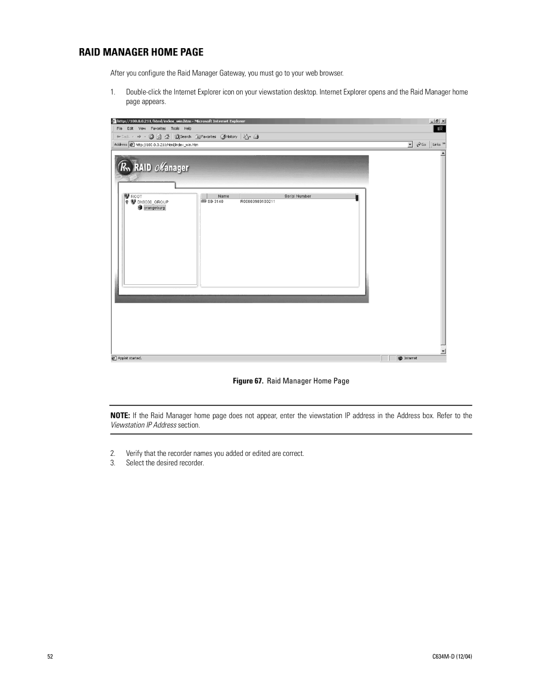 Pelco DX9100 installation manual RAID Manager Home 