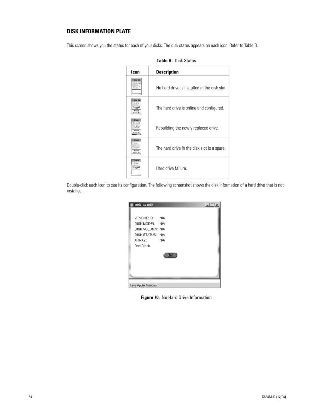 Pelco DX9100 installation manual Disk Information Plate, Icon 