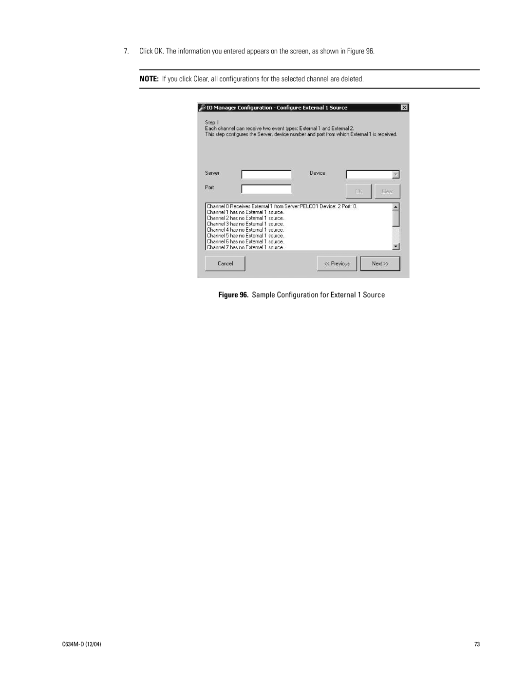 Pelco DX9100 installation manual Sample Configuration for External 1 Source 