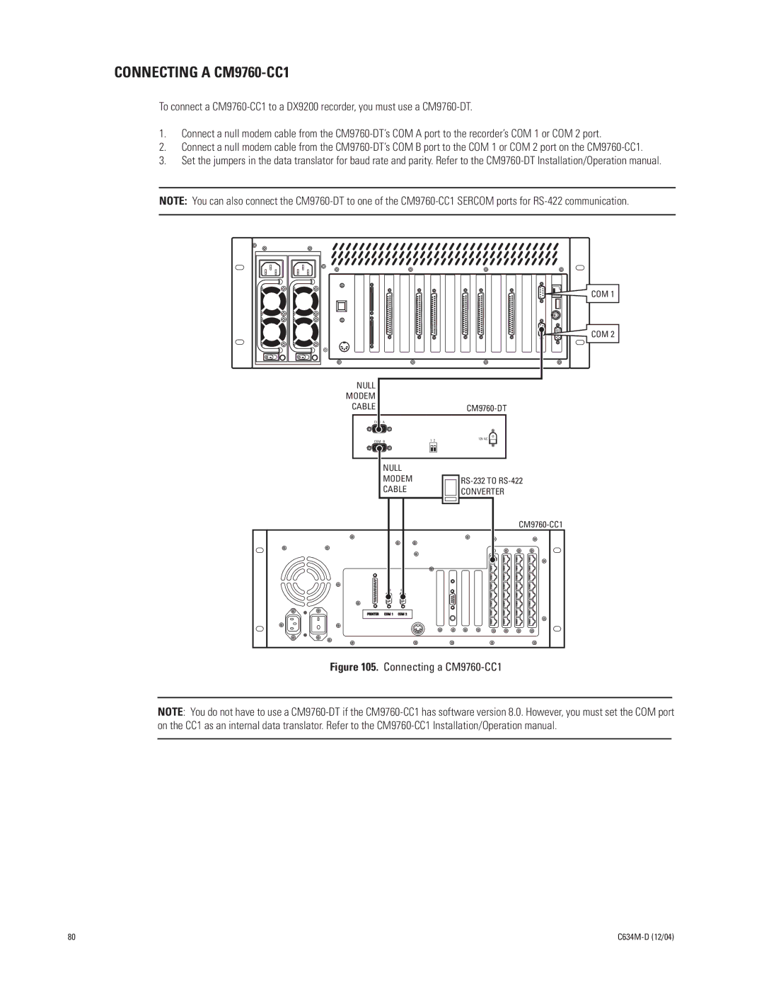 Pelco DX9100 installation manual Connecting a CM9760-CC1 