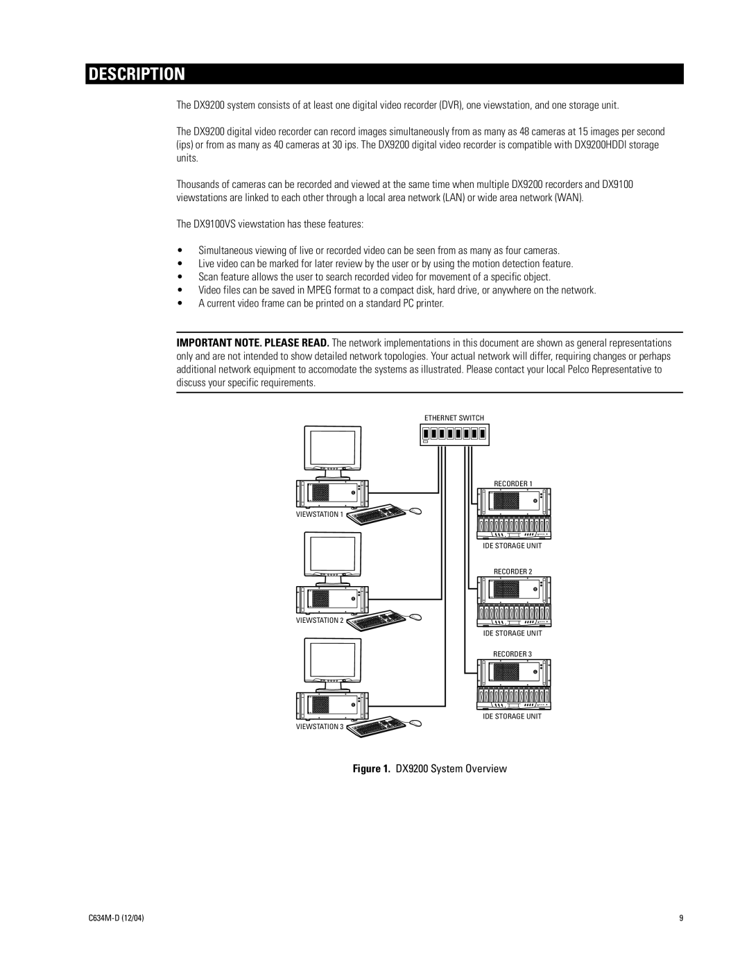 Pelco DX9100 installation manual Description 