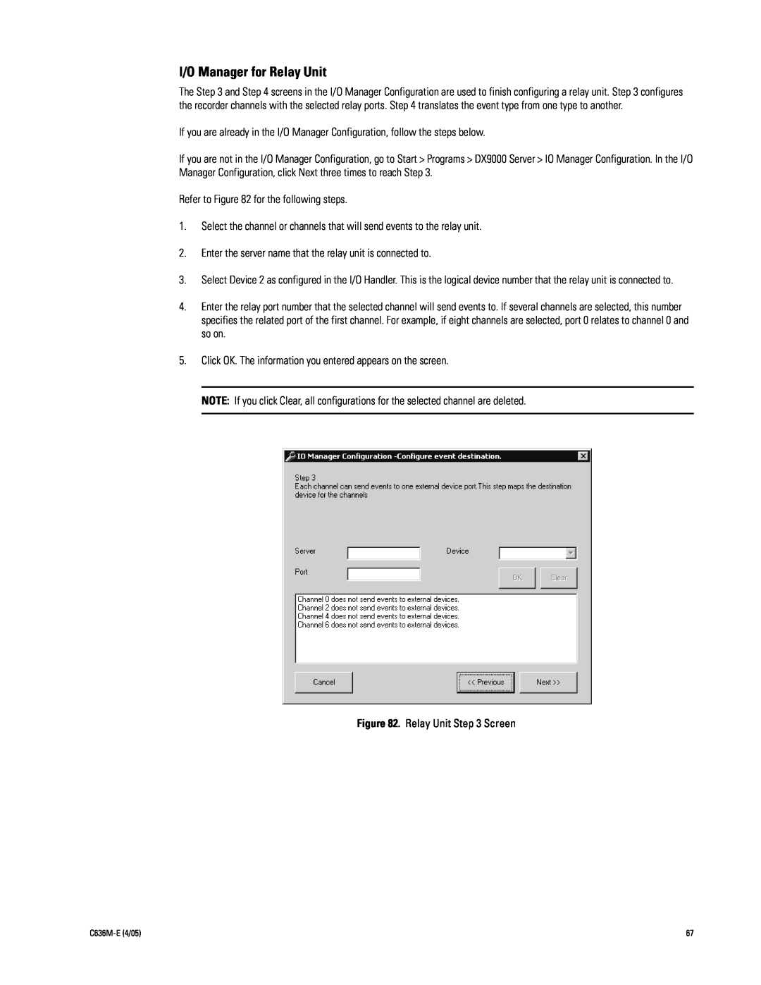 Pelco DX9100 installation manual I/O Manager for Relay Unit 