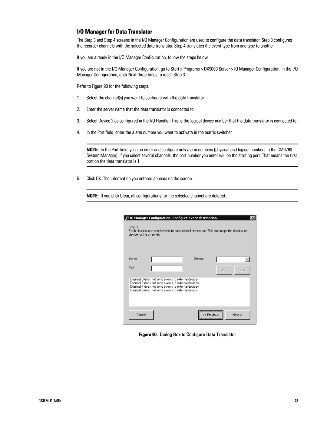 Pelco DX9100 installation manual I/O Manager for Data Translator 