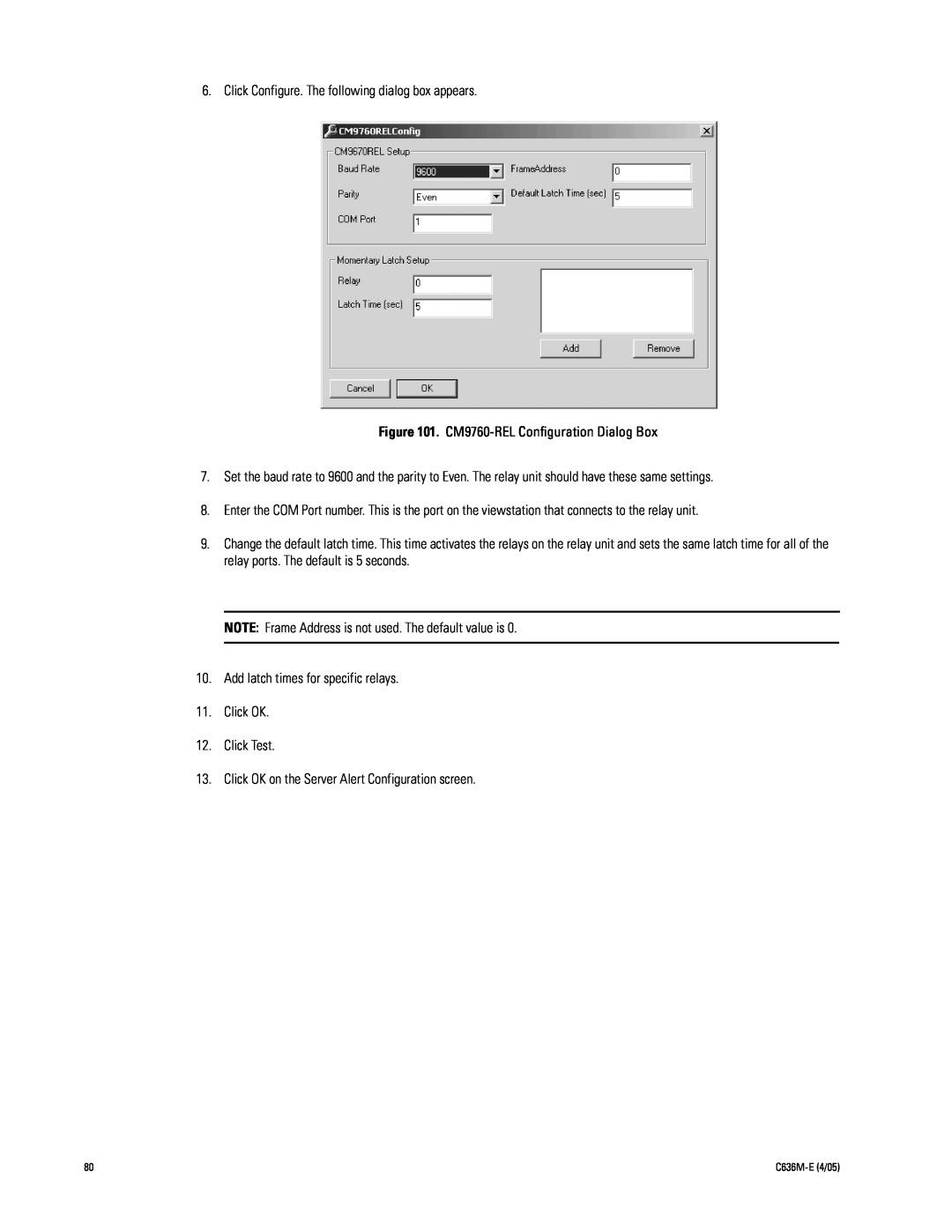 Pelco DX9100 installation manual Click Configure. The following dialog box appears 