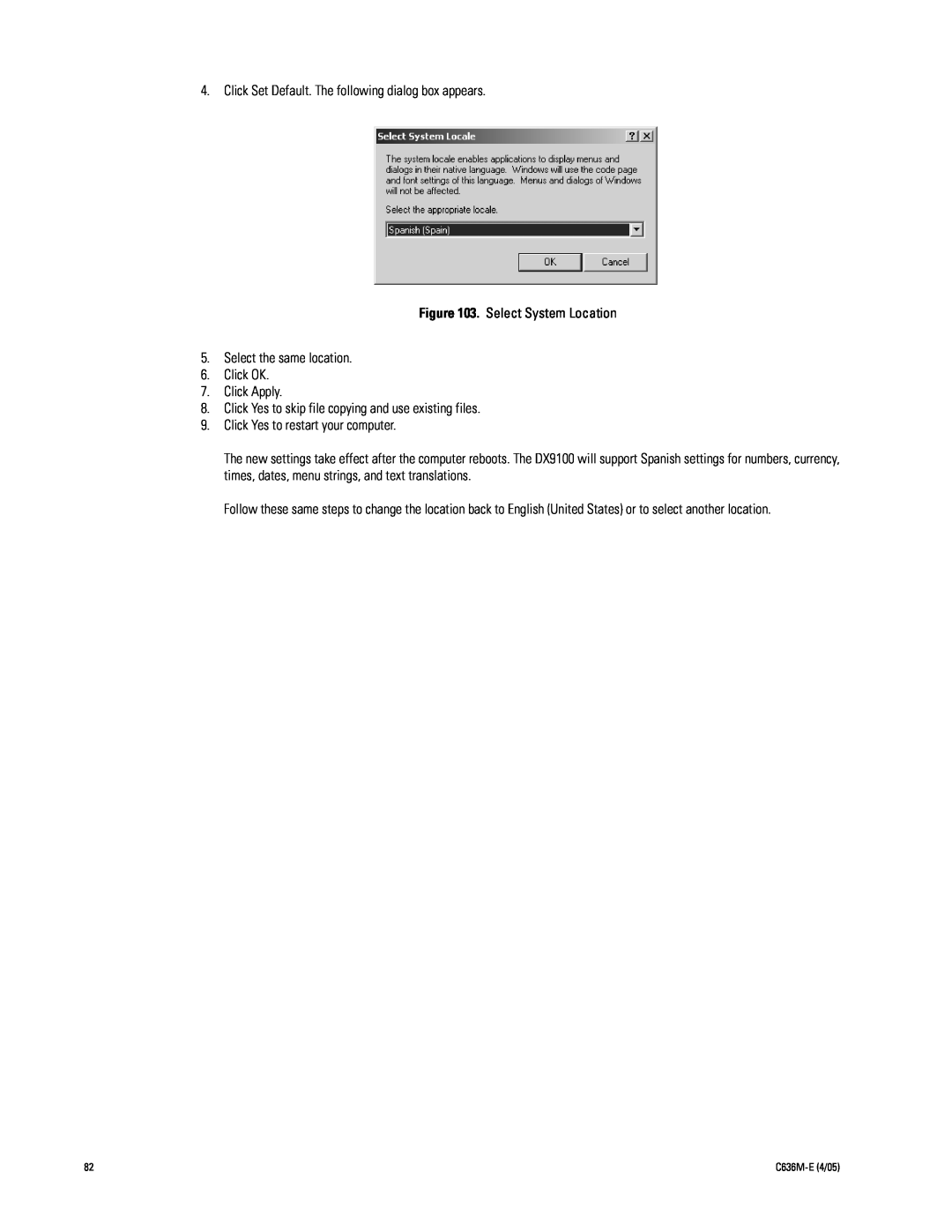 Pelco DX9100 installation manual Click Set Default. The following dialog box appears 