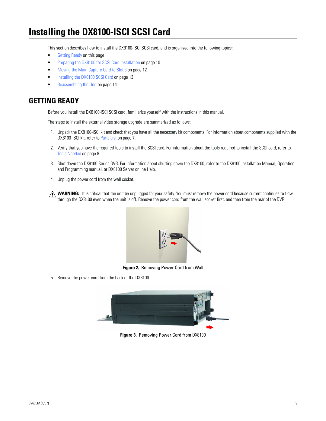 Pelco DX9200HDDI installation manual Installing the DX8100-ISCI Scsi Card, Getting Ready 