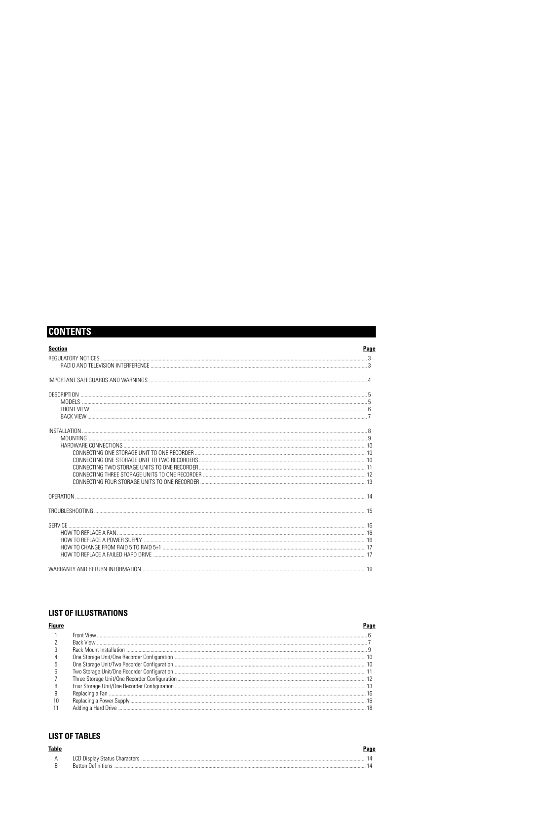 Pelco DX9200HDDI manual Contents 