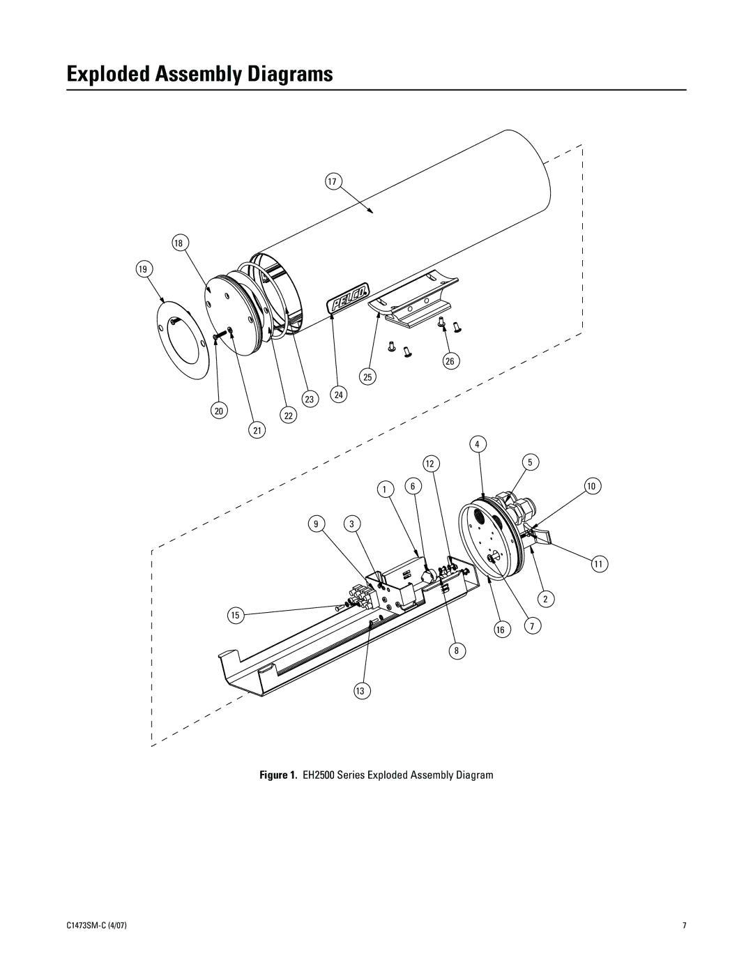 Pelco manual Exploded Assembly Diagrams, EH2500 Series Exploded Assembly Diagram 