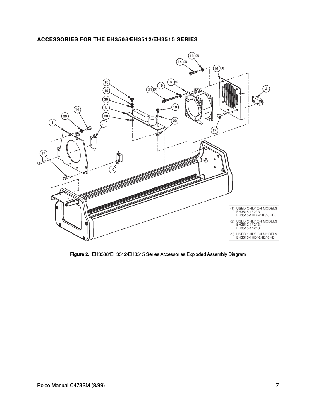 Pelco EH3500 service manual ACCESSORIES FOR THE EH3508/EH3512/EH3515 SERIES, Pelco Manual C478SM 8/99 