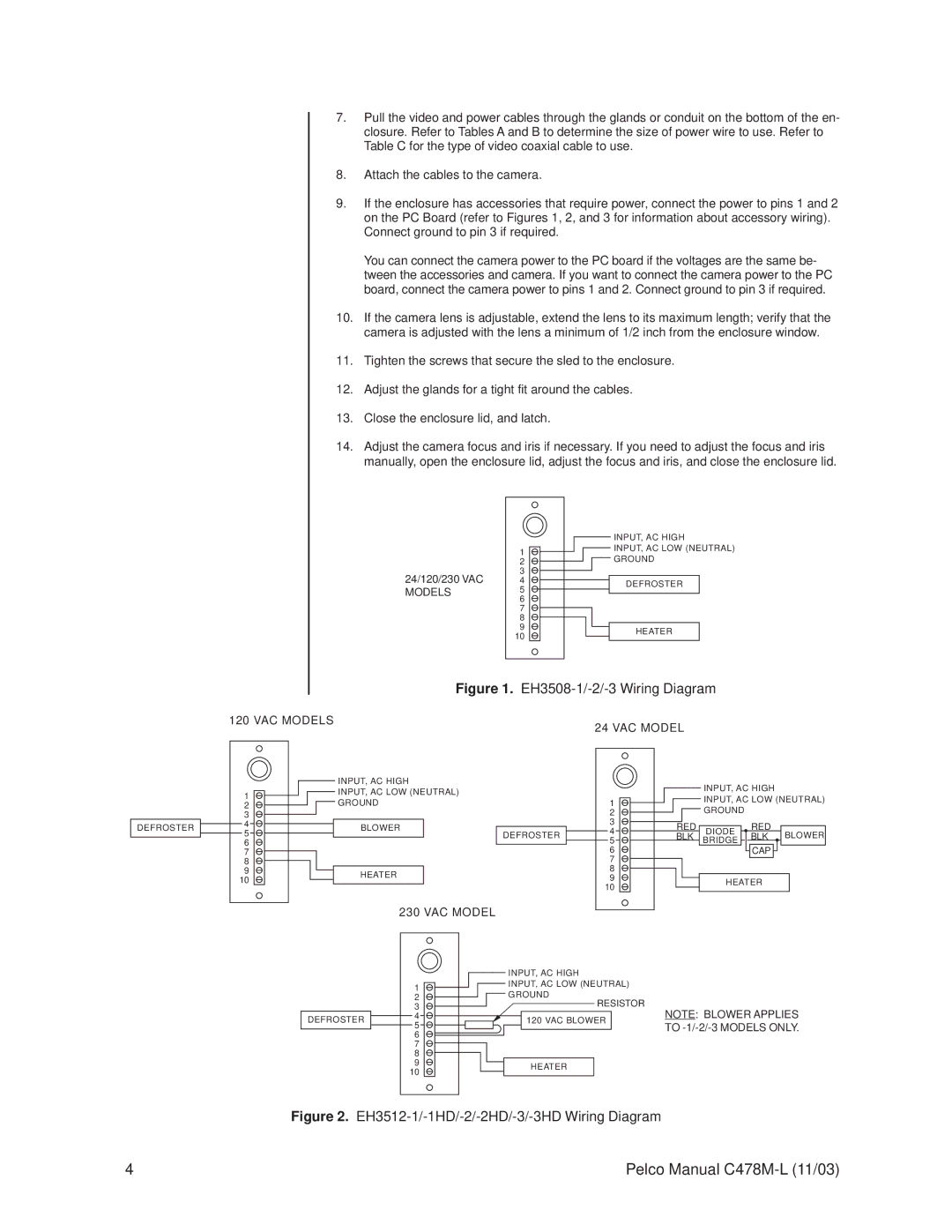 Pelco EH3512, EH3515 operation manual EH3508-1/-2/-3 Wiring Diagram 