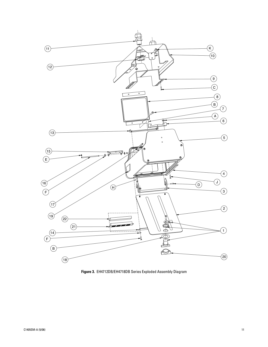 Pelco EH4700 Series manual EH4712DB/EH4718DB Series Exploded Assembly Diagram 