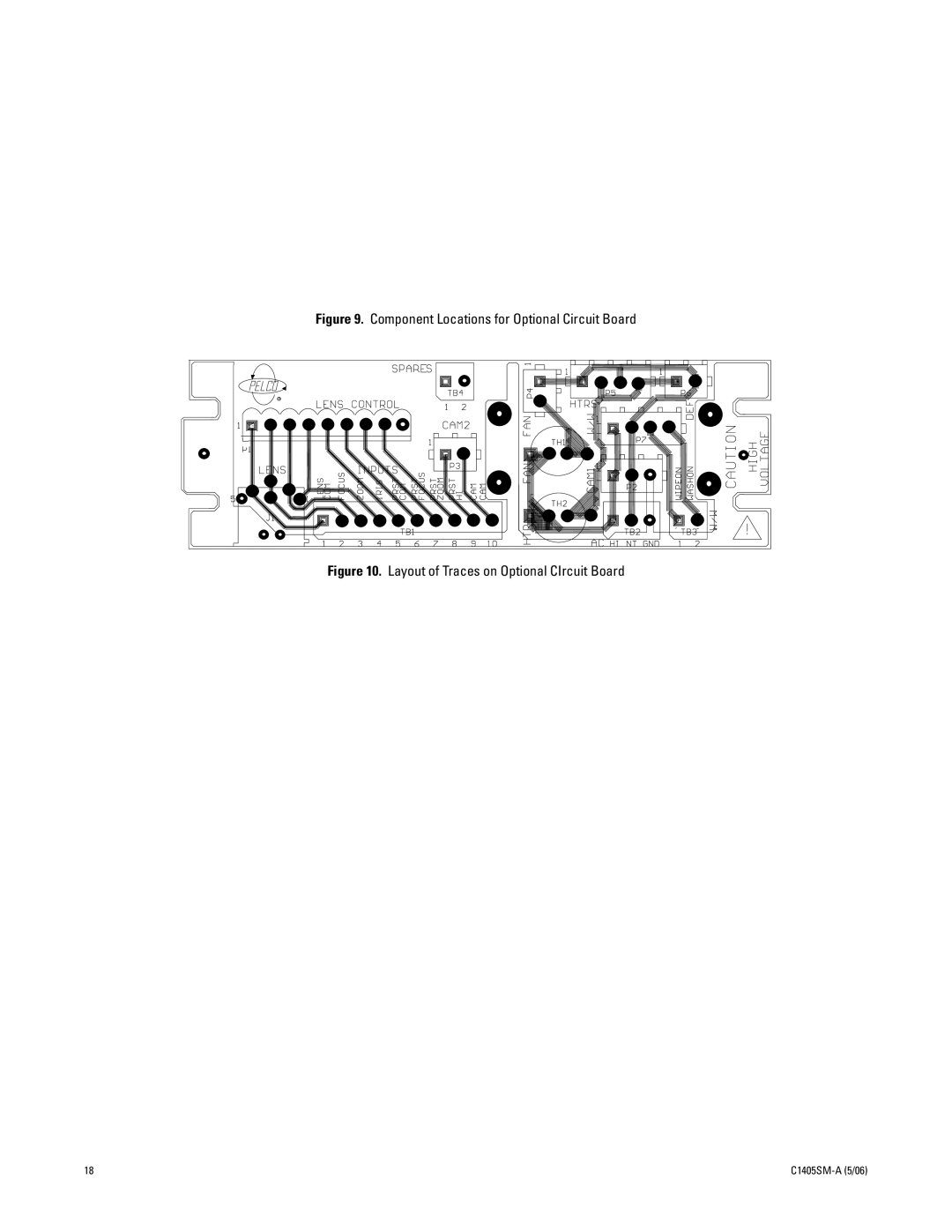 Pelco EH4700 Series manual Component Locations for Optional Circuit Board 