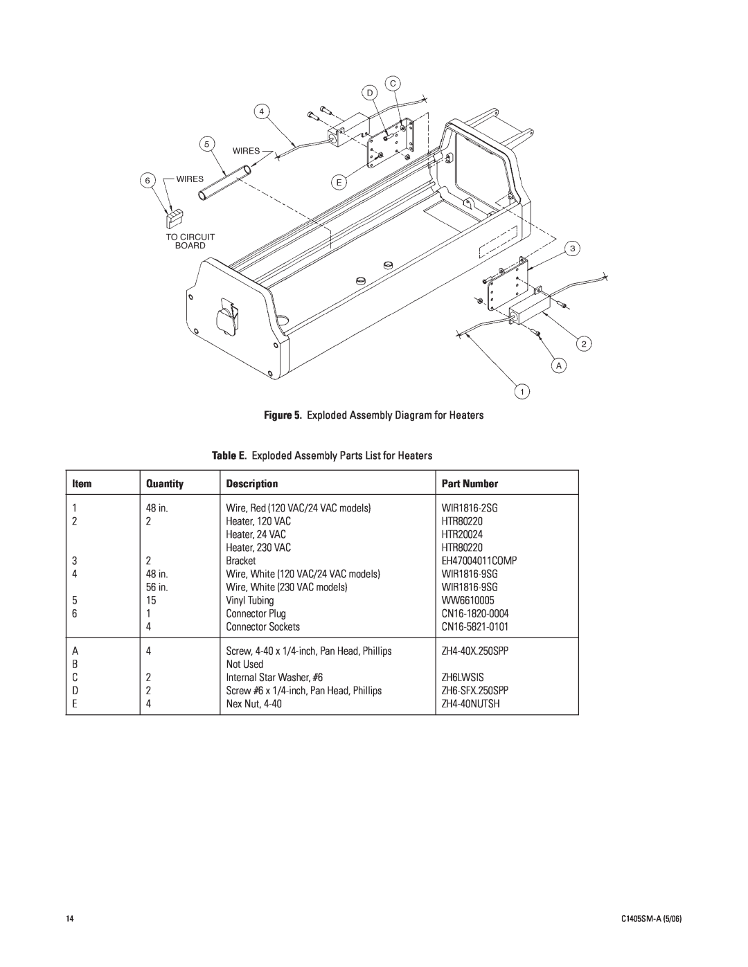 Pelco EH4700 Series manual Exploded Assembly Diagram for Heaters, Quantity, Description, Part Number 