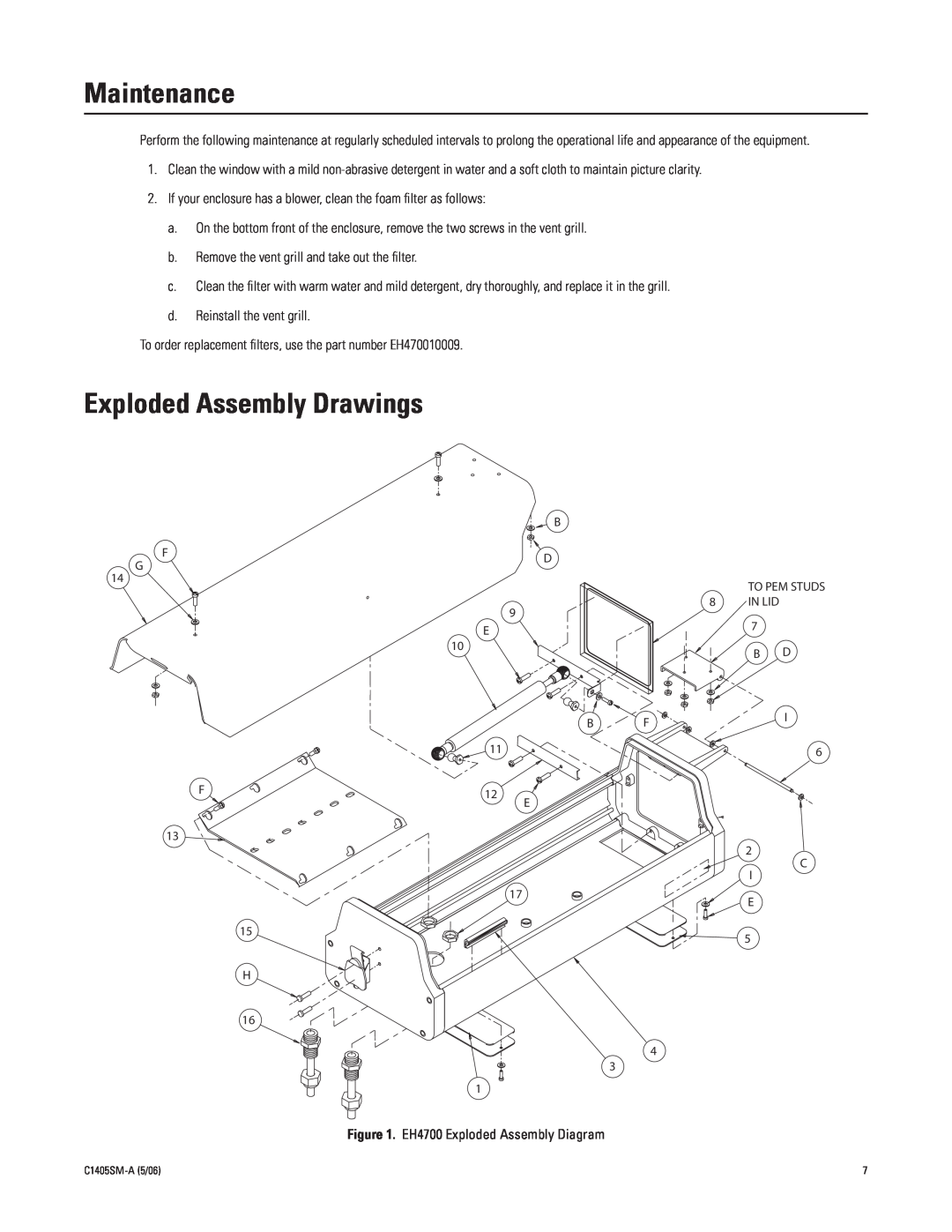 Pelco EH4700 Series manual Maintenance, Exploded Assembly Drawings 