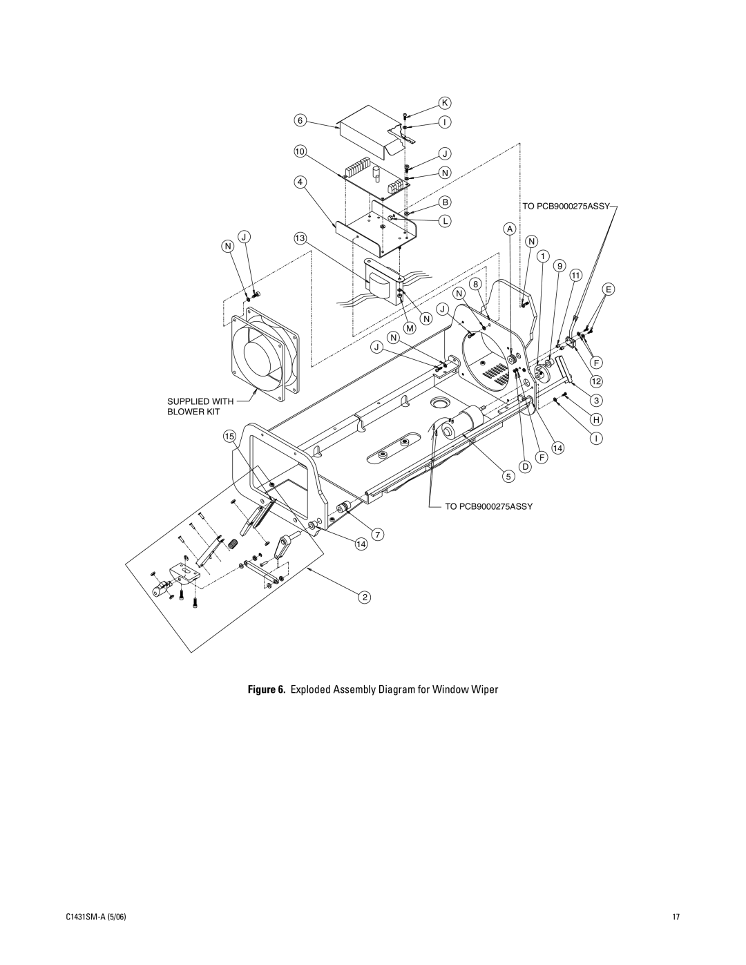 Pelco EH5700 Series manual Exploded Assembly Diagram for Window Wiper 