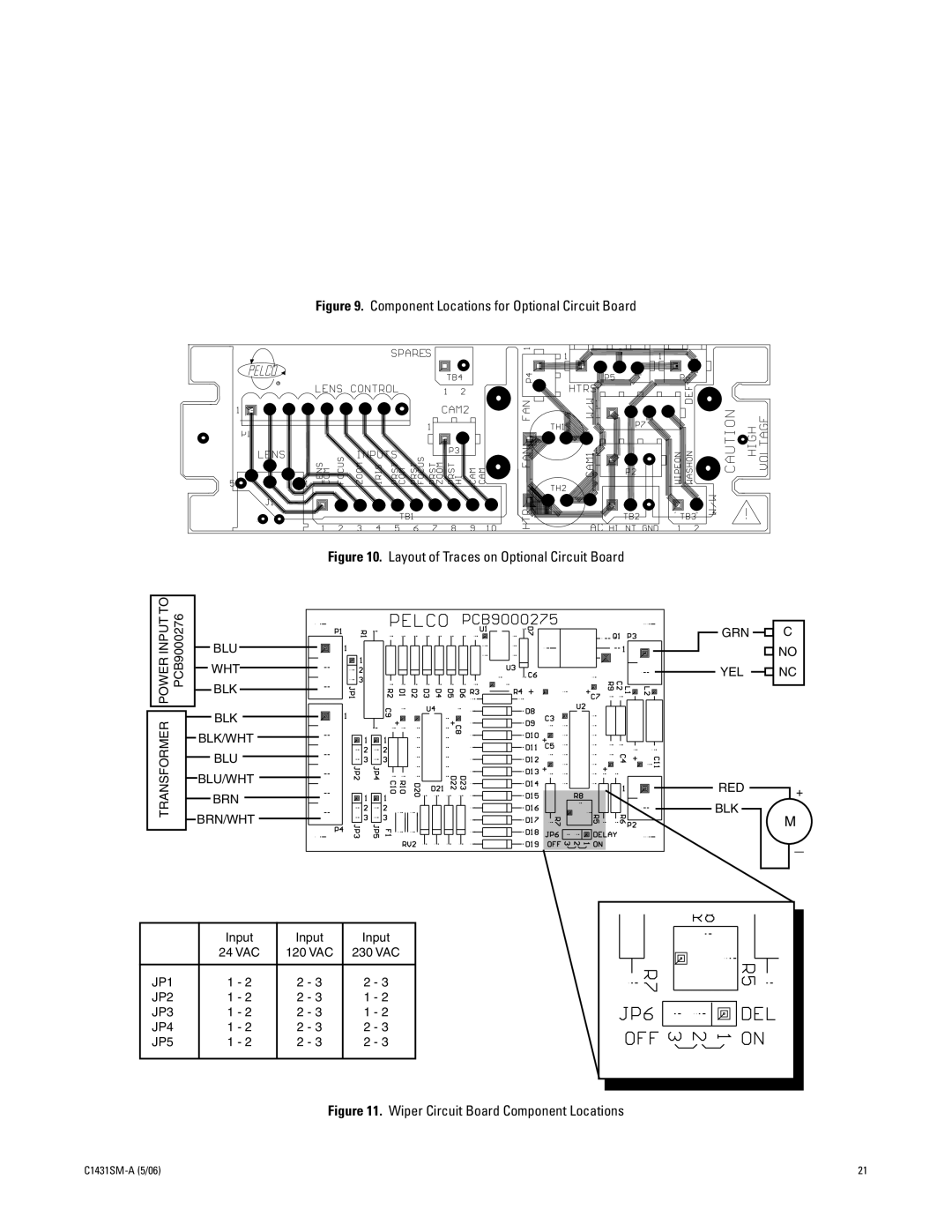 Pelco EH5700 Series manual Component Locations for Optional Circuit Board 