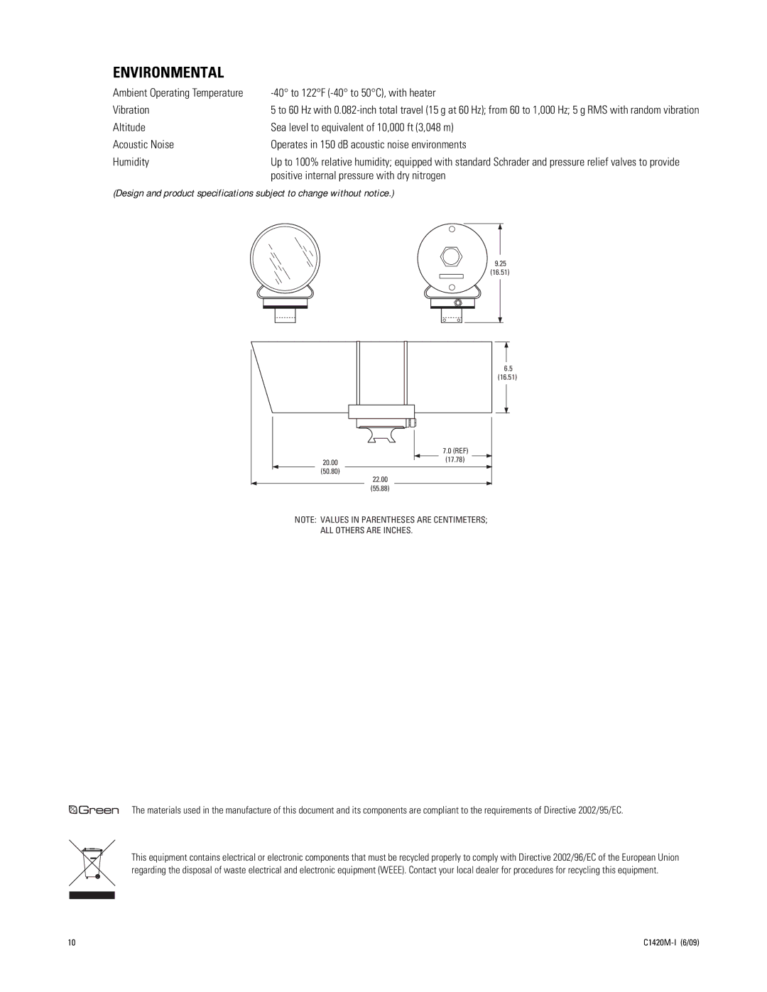 Pelco EH8106L Legacy manual Environmental 