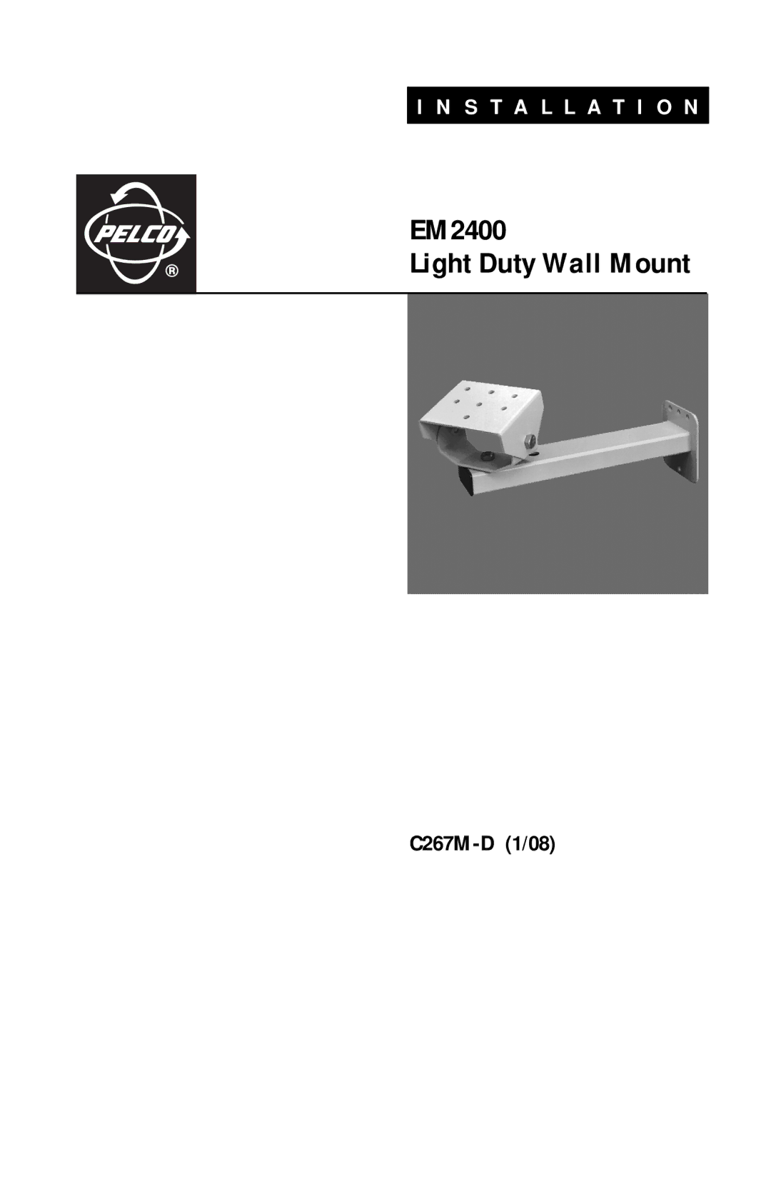 Pelco EM 2400 manual EM2400 Light Duty Wall Mount 