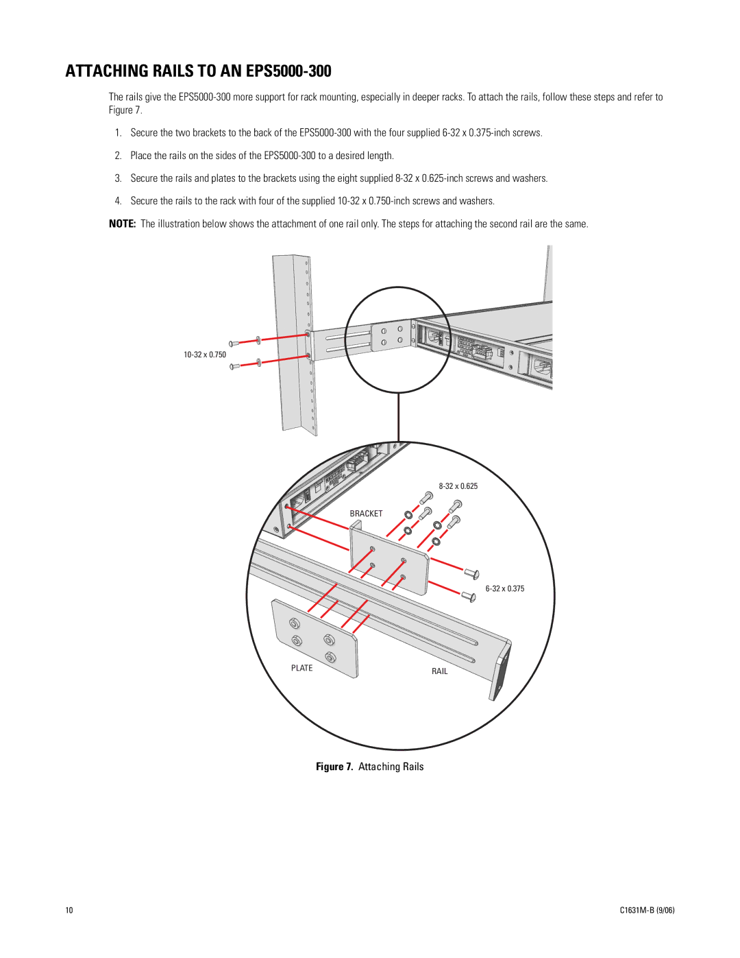 Pelco manual Attaching Rails to AN EPS5000-300 