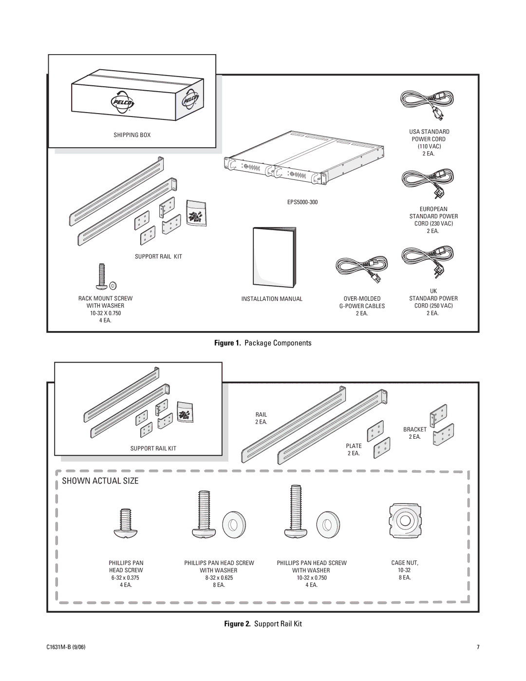 Pelco EPS5000-300 manual Shown Actual Size 