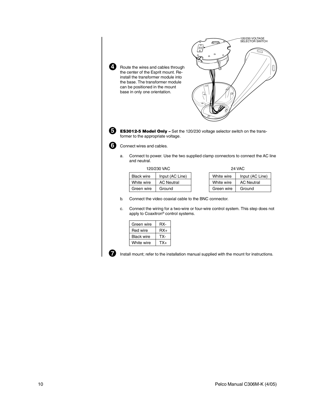 Pelco es3012 installation manual Rx+ 