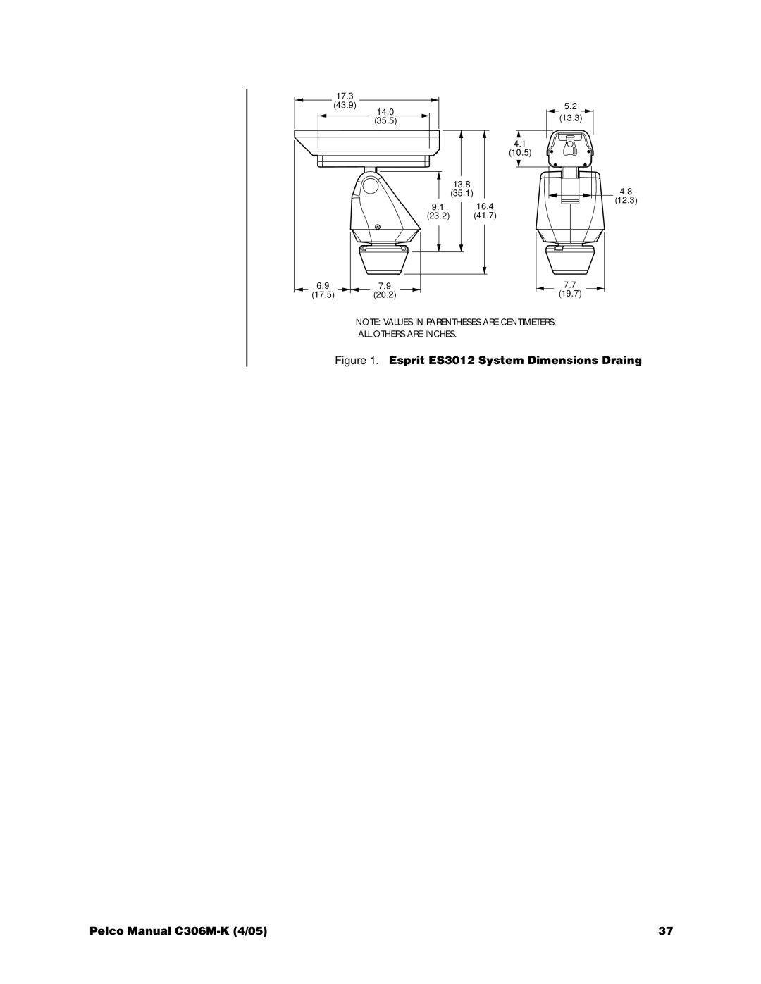 Pelco es3012 installation manual ALL Others are Inches 