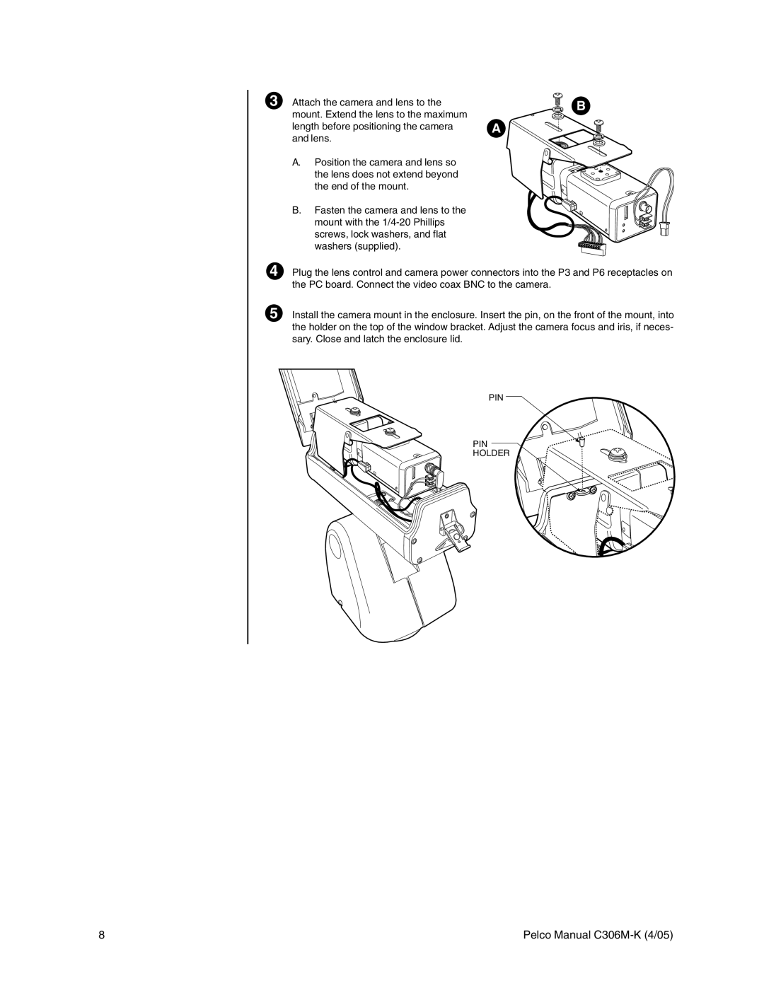 Pelco es3012 installation manual PIN Holder 