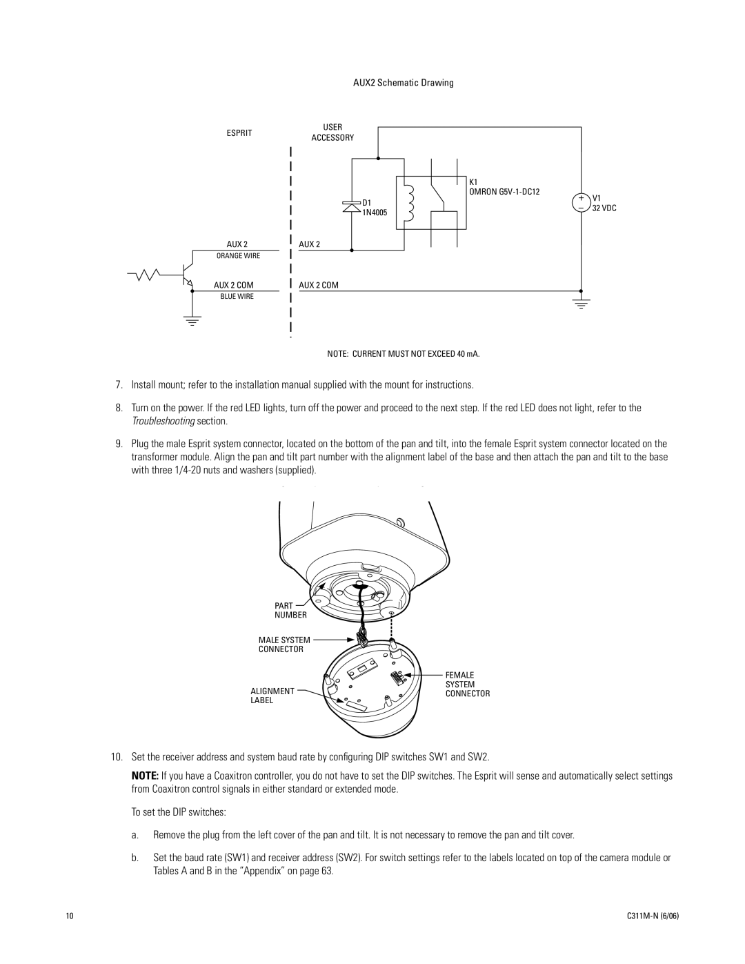 Pelco ES30PC, ES31PC manual AUX2 Schematic Drawing 