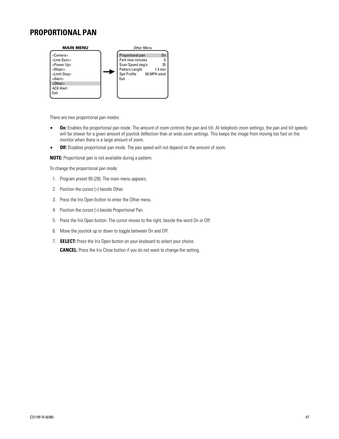 Pelco ES31PC, ES30PC manual Proportional PAN 