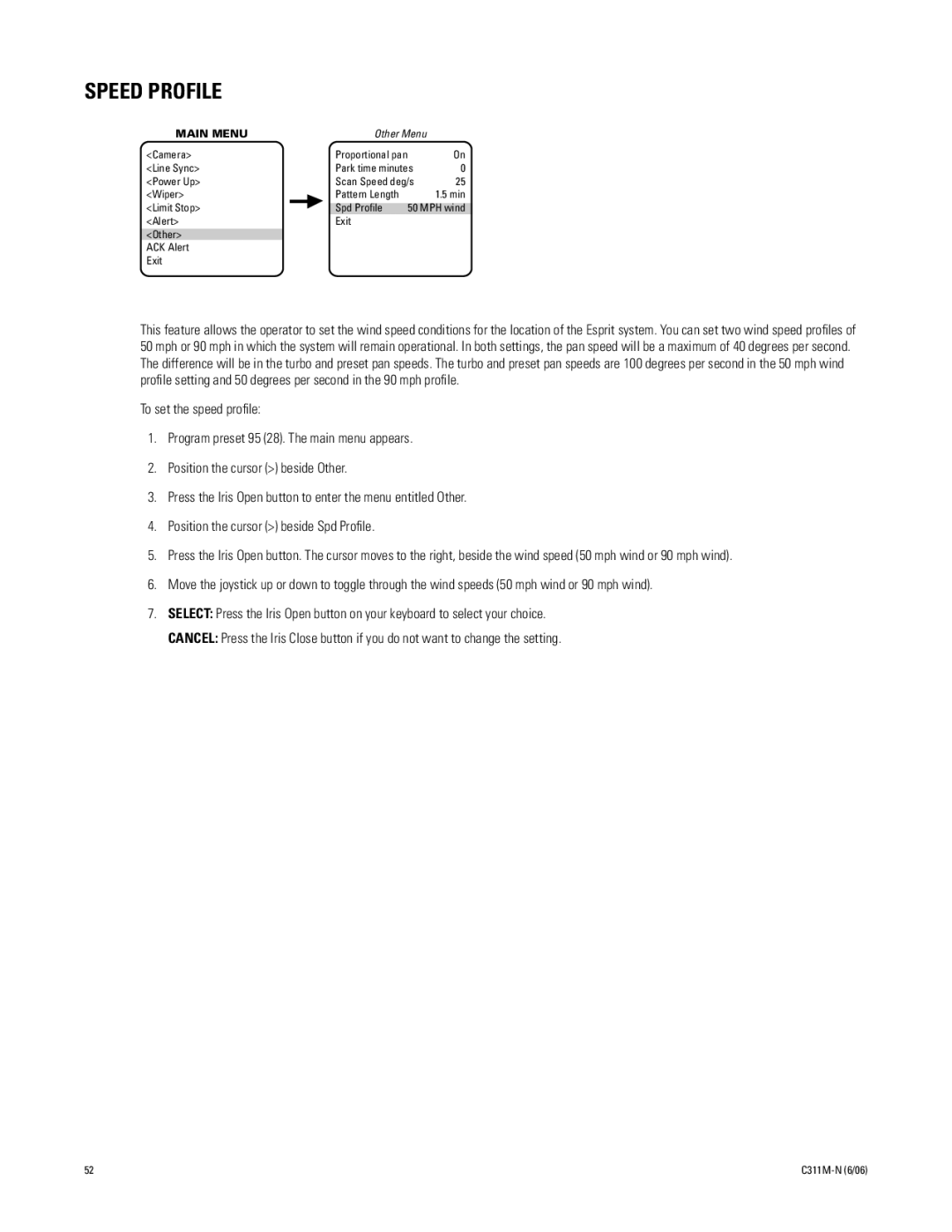 Pelco ES30PC, ES31PC manual Speed Profile 