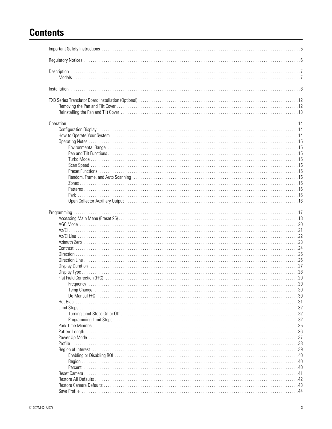 Pelco ES30TI manual Contents 