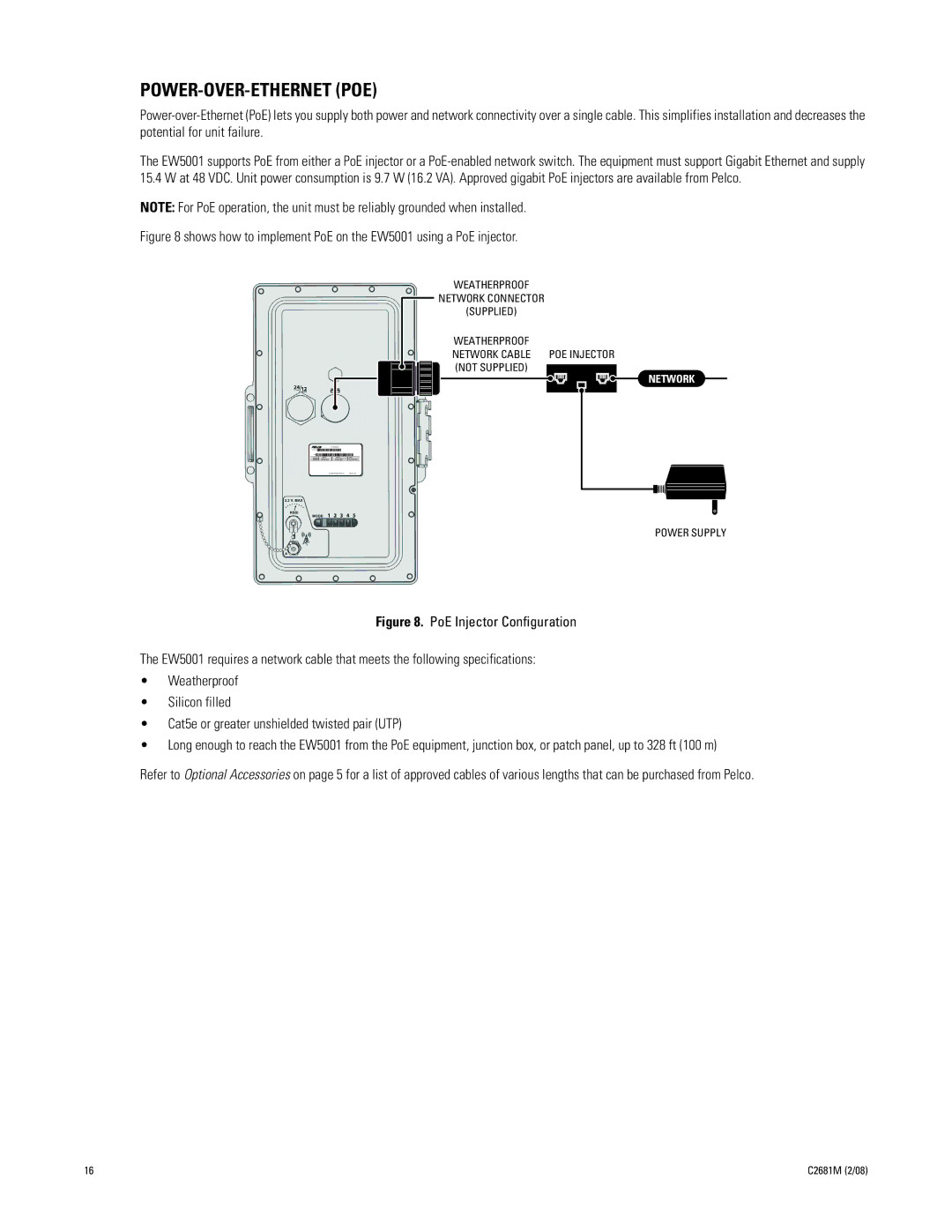 Pelco EW5001 manual Power-Over-Ethernet Poe 