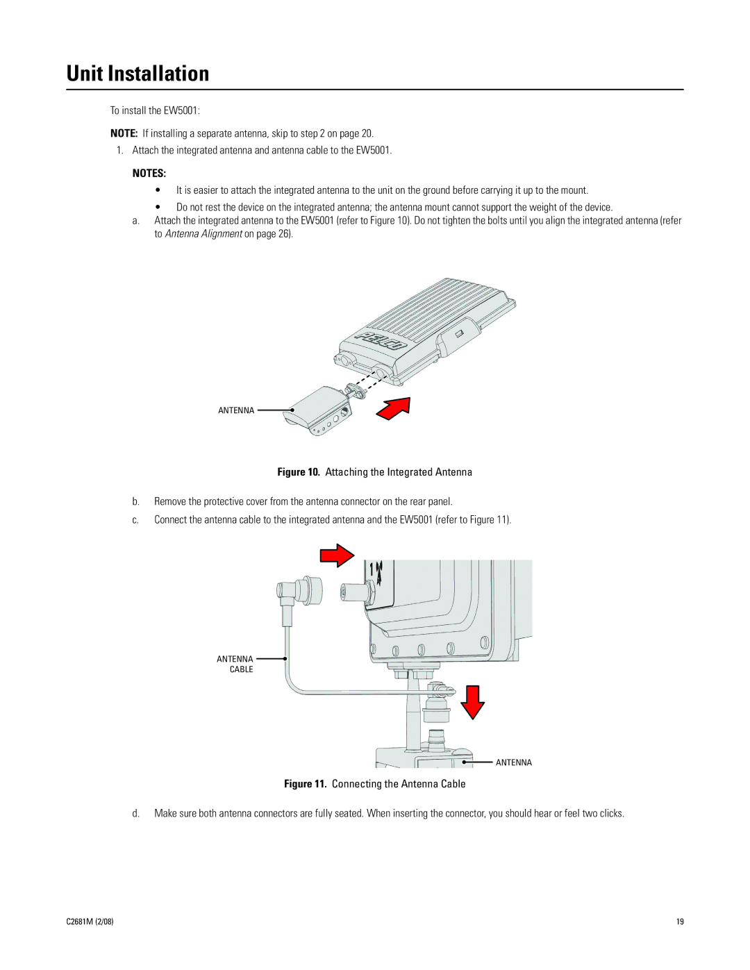 Pelco EW5001 manual Unit Installation 