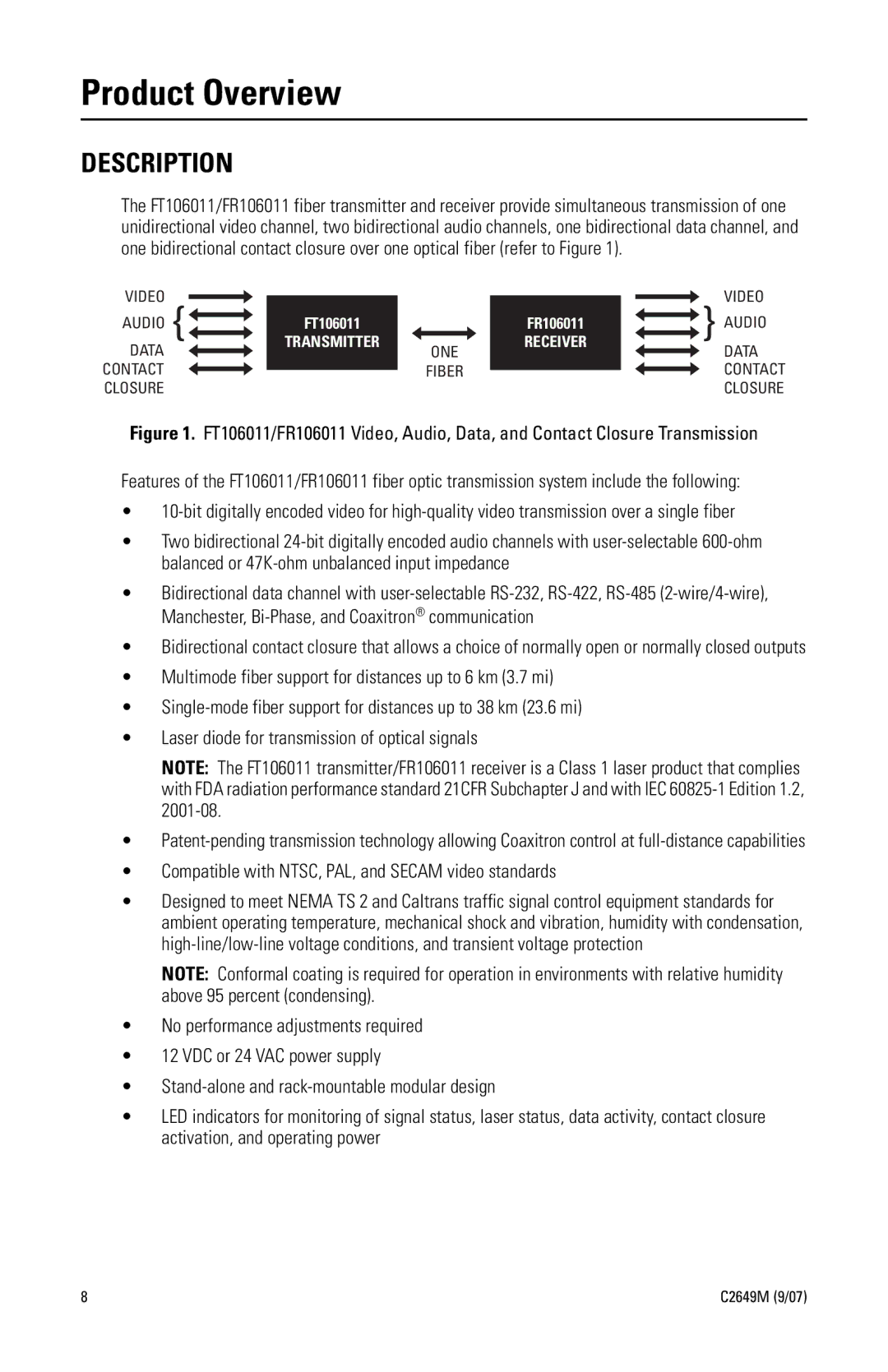 Pelco FR106011 manual Product Overview, Description 