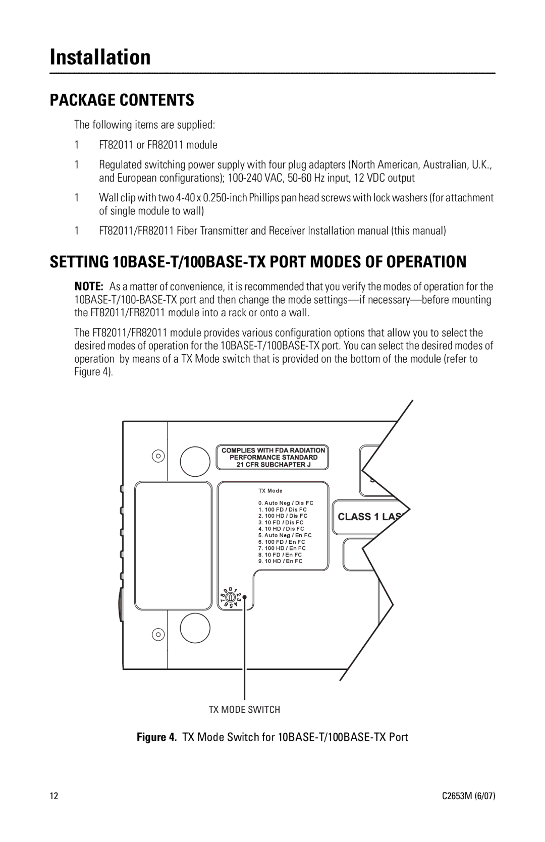 Pelco FR82011 manual Installation, Package Contents 