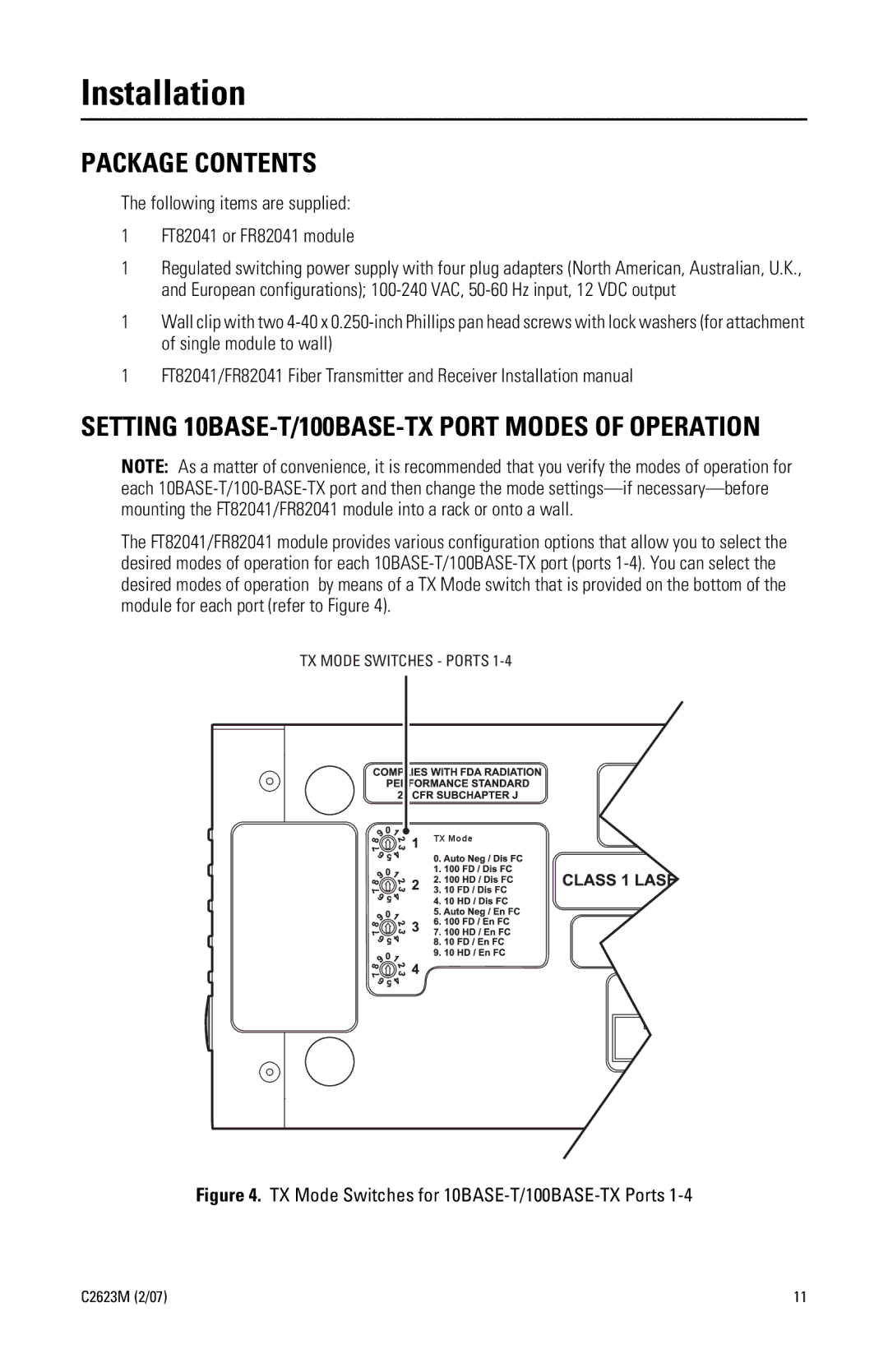 Pelco FR82041 manual Installation, Package Contents 