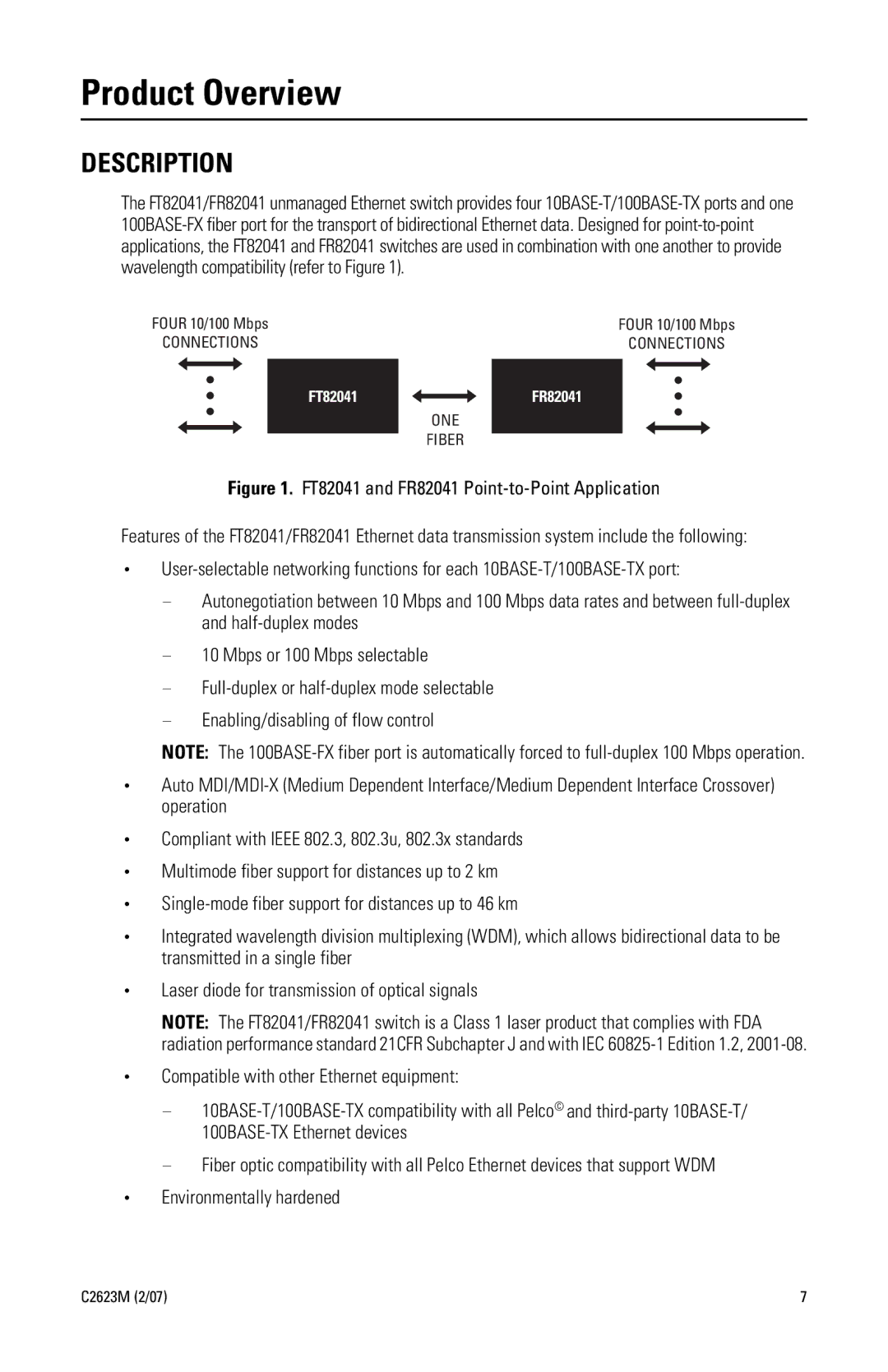 Pelco FR82041 manual Product Overview, Description 