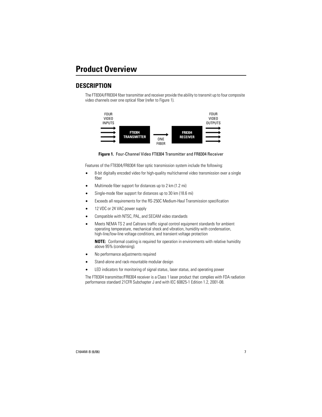 Pelco FR8304 manual Product Overview, Description 