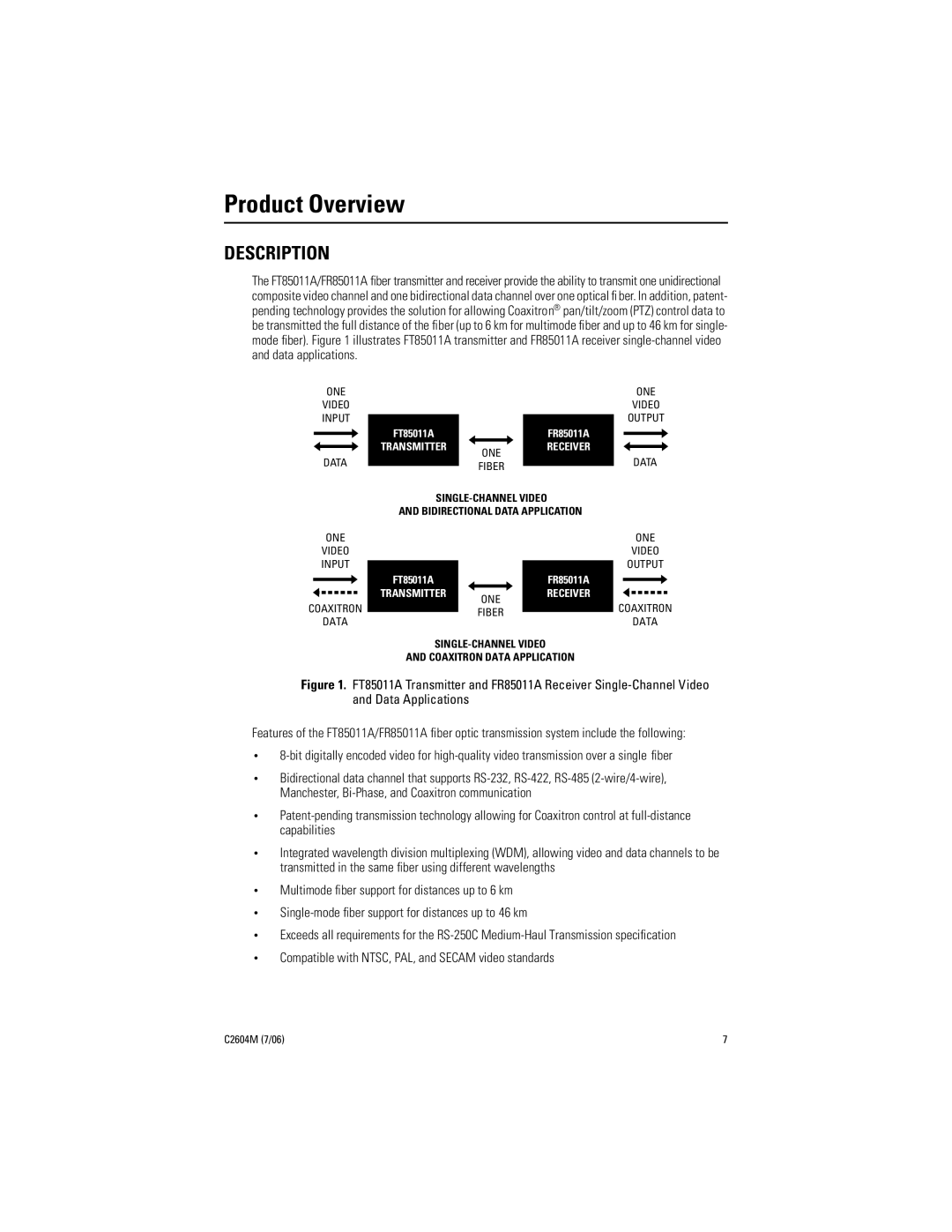 Pelco FR85011A manual Product Overview, Description 